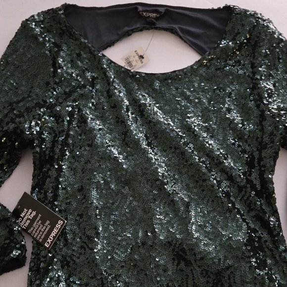 NWT Green sequins express dress size 12 - Picture 2 of 3